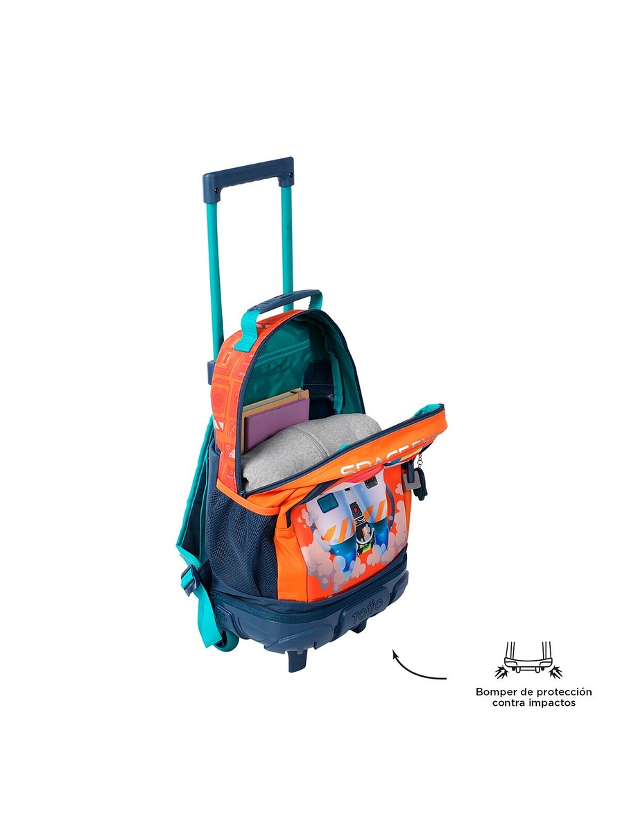 Morral Totto Con Ruedas Niño Bomper Cohety Netic M Naranja 4