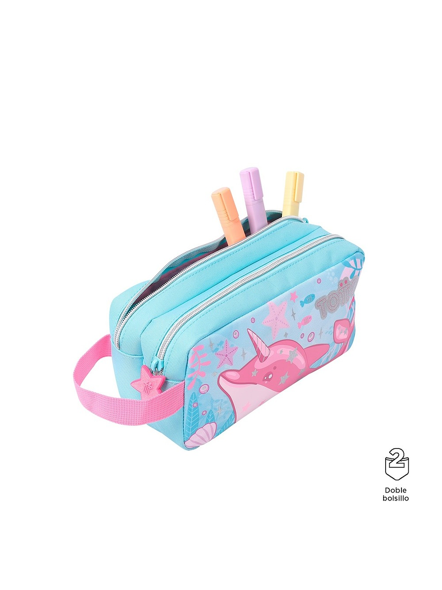 Cartuchera Totto Para Niña Pink Ocean Azul 2