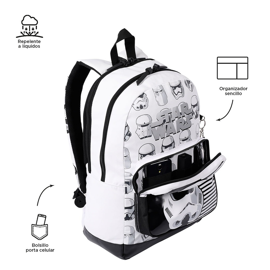 Morral Totto Para Niño Star Wars Stormtrooper Blanco 5