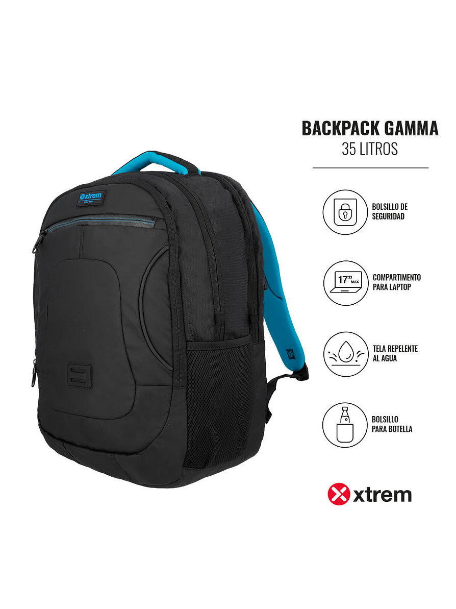 Morral Xtrem Para Laptop Gamma Negro/Azul 6