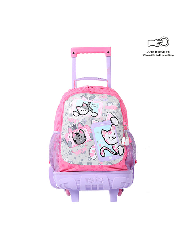 Morral Totto Para Niña Selfie Cat M Rosado 1