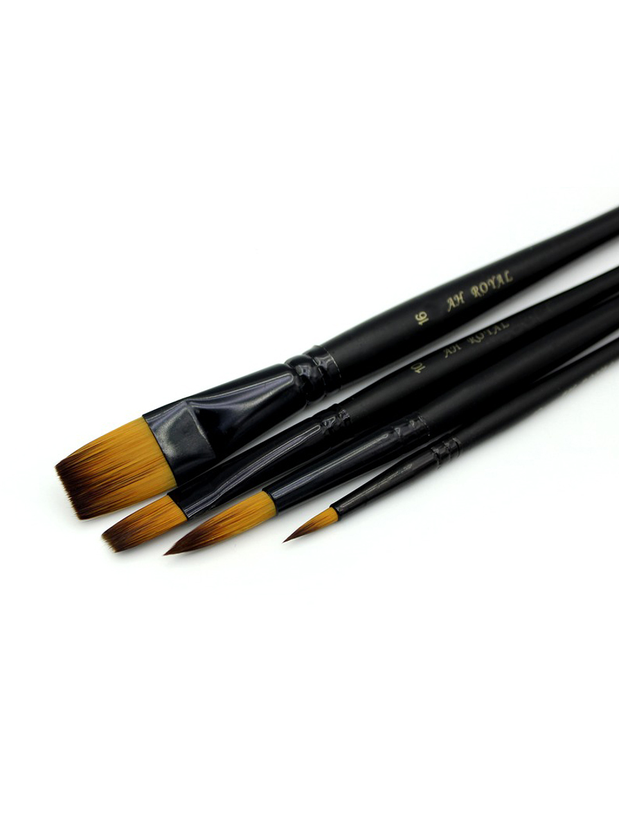 Juego De Pinceles Ah Royal Premium Negro X 4 Unidades 3