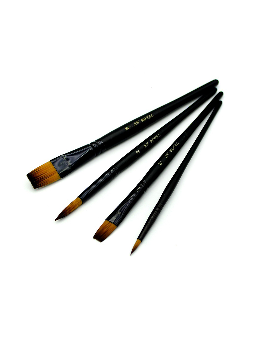 Juego De Pinceles Ah Royal Premium Negro X 4 Unidades 2