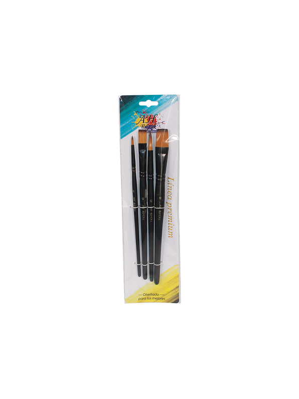 Juego De Pinceles Ah Royal Premium Negro X 4 Unidades 1