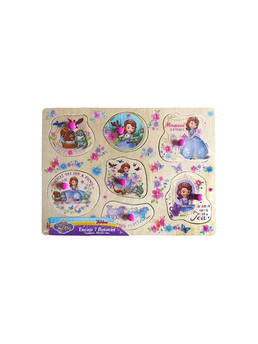Juego De Encaje Grande 7 Botones Princesita Sofia  1