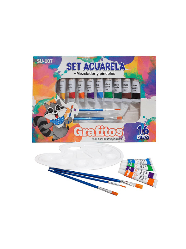 Acuarela Grafitos Estuche X 16 Piezas  1