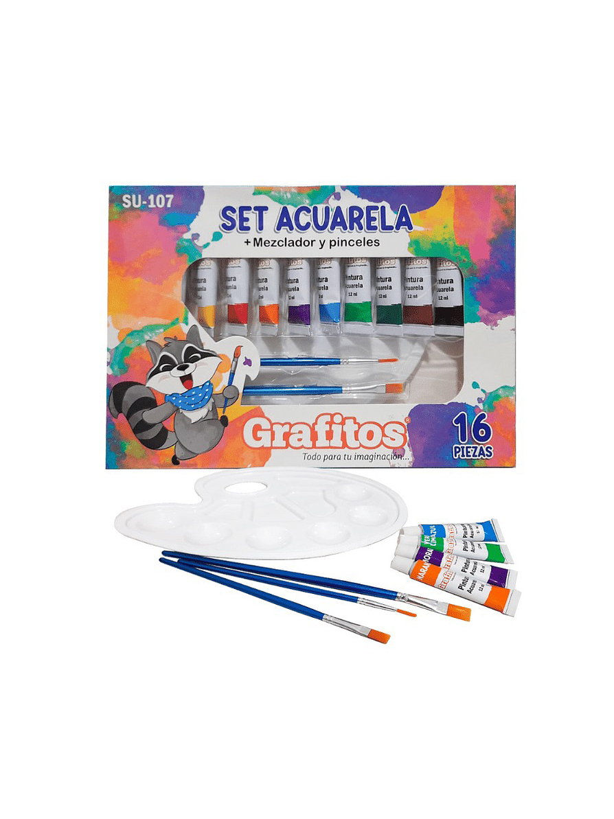 Acuarela Grafitos Estuche X 16 Piezas  1