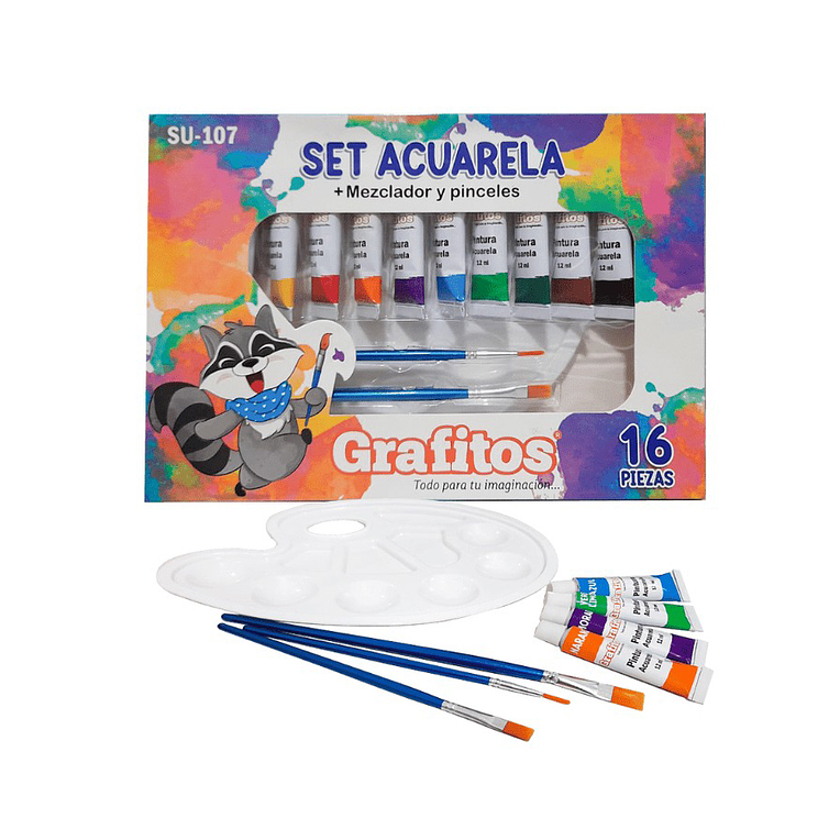 Acuarela Grafitos Estuche X 16 Piezas 