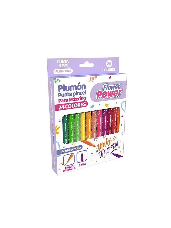 Plumones Primavera Punta Pincel Flower Power X 24 Unidades  1