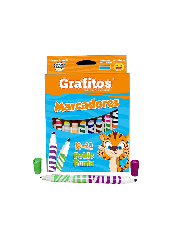 Marcador Doble Punta X 10 Unidades Grafitos 1