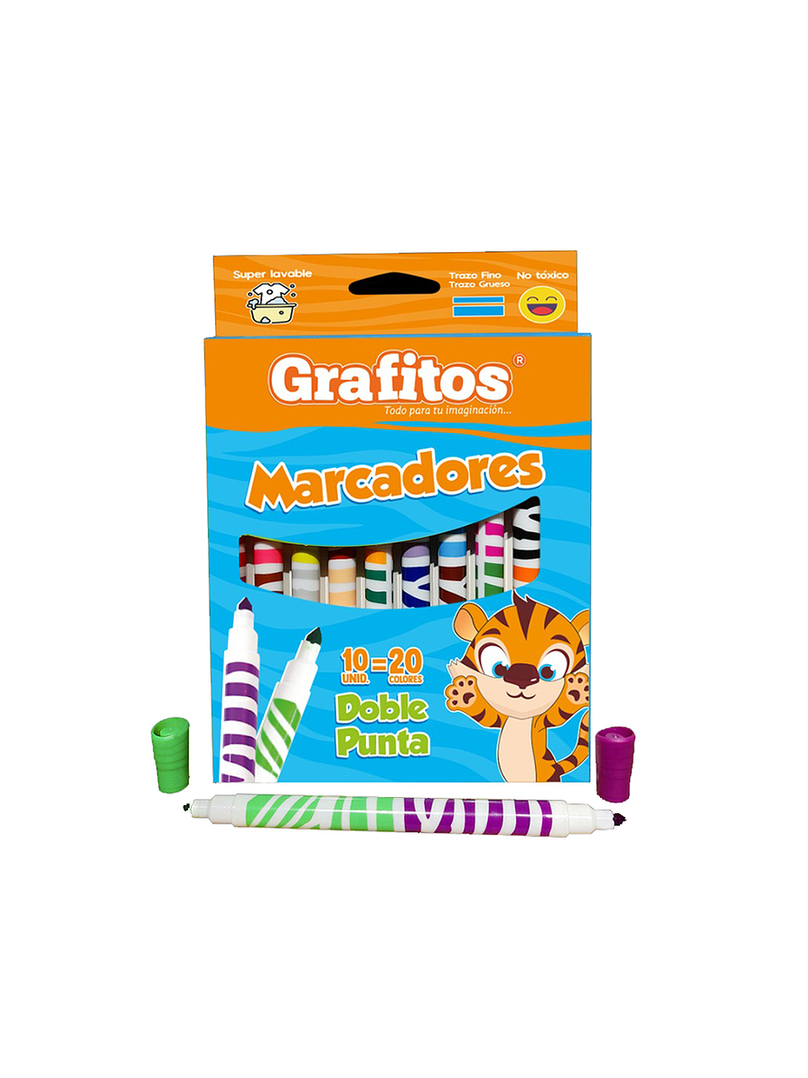 Marcador Doble Punta X 10 Unidades Grafitos 1