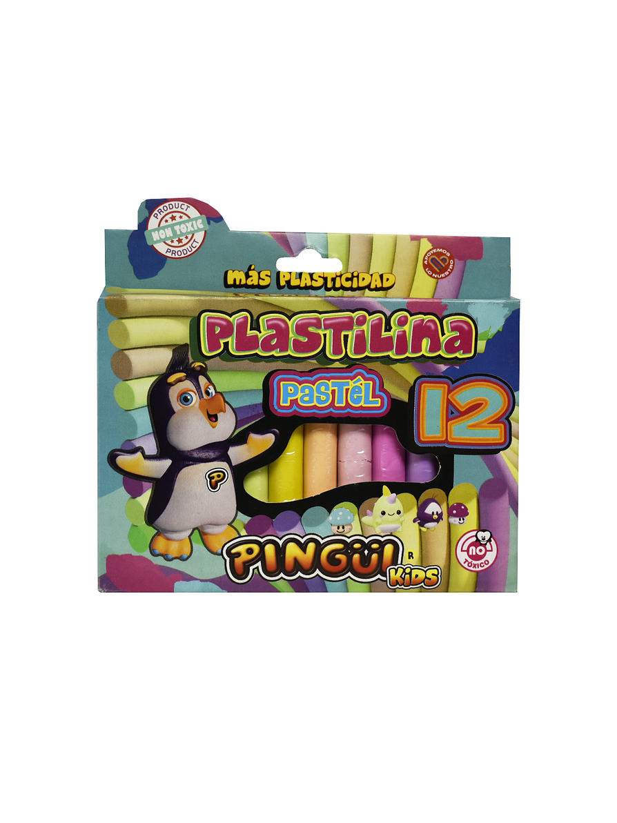 Plastilina Pingüi Colores Pasteles Yumbo X 12 Unidades 1