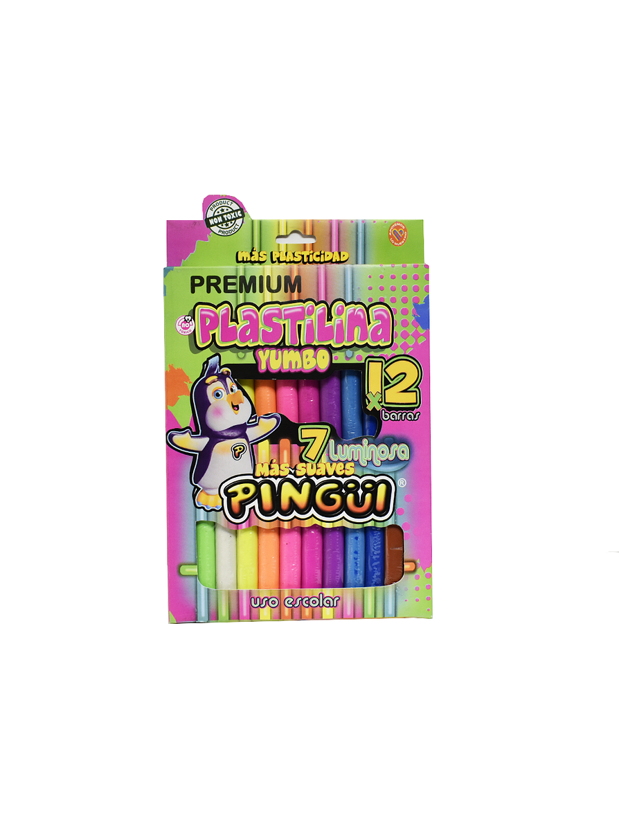 Plastilina Pingüi Luminosa Yumbo Premiun X 12 Unidades  1