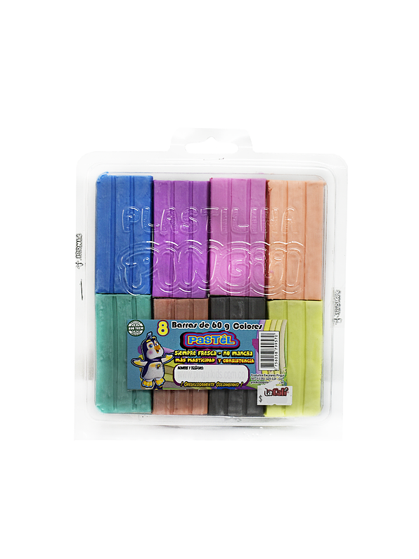 Plastilina Pingüi Barra 60 Gr X 8 Colores Pastel  1