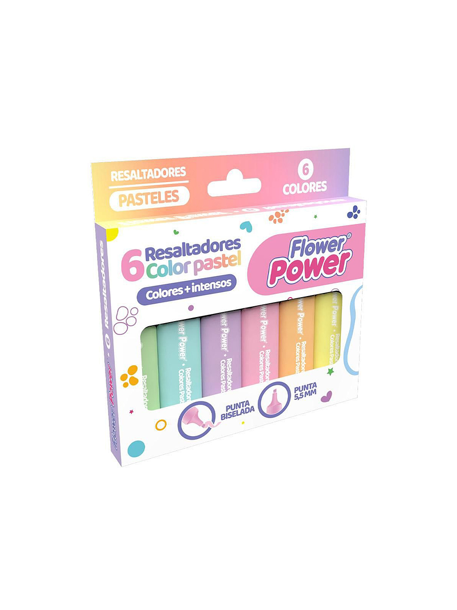 Resaltadores Pastel Primavera Flower Power X 6 Unidades 1
