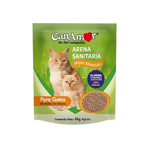 Arena Canamor Sanitaria Para Gatos X 4 Kg