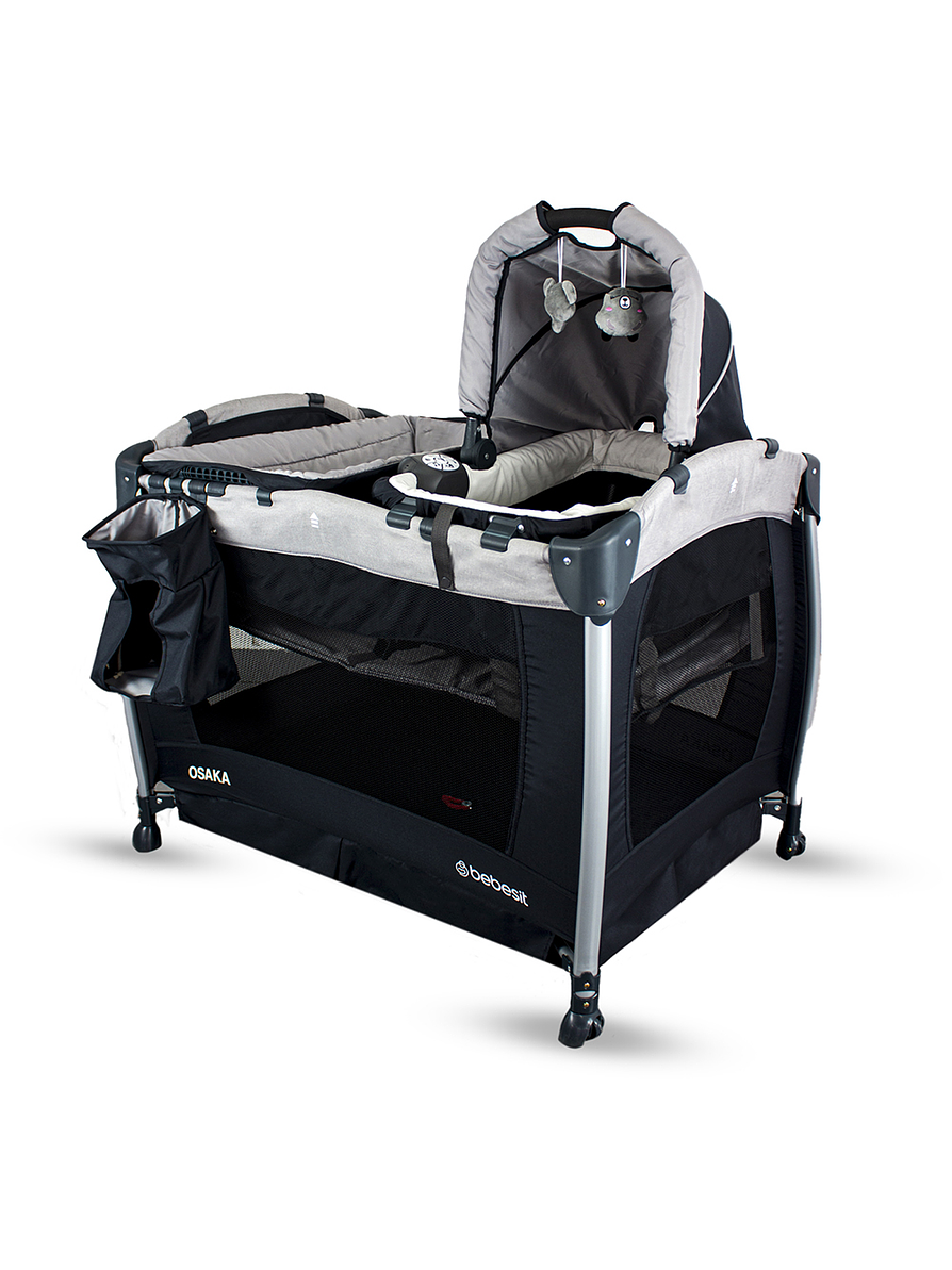 Cuna Corral Pack N Play Osaka Gray con Moisés  3