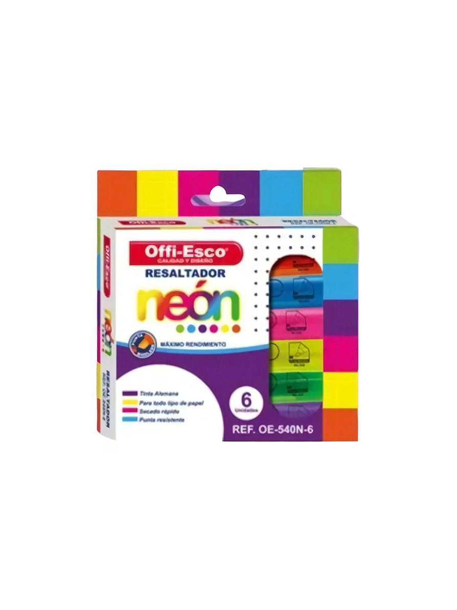 Resaltador Offi-Esco Neón X 6 Unidades  1