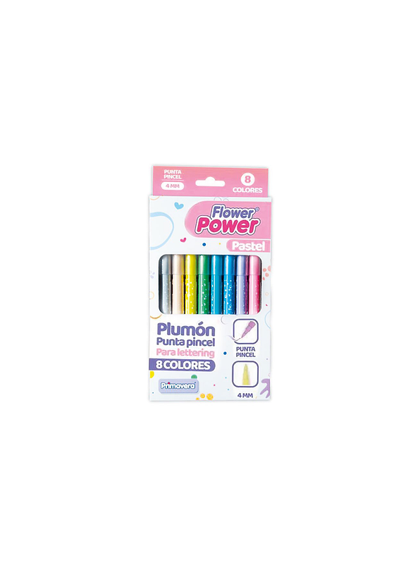 Plumones Primavera Punta Pincel Flower Power Pastel X 8 Unidades 1
