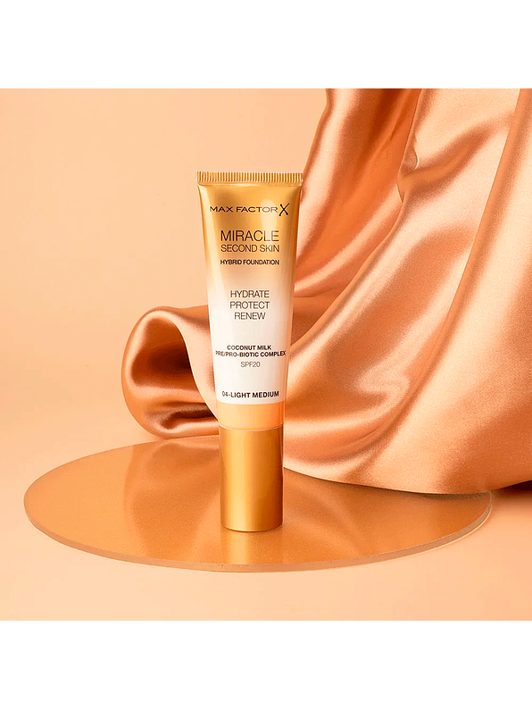 Base Max Factor Miracle Second Skin Tono 04 Light Medium 30ml 2