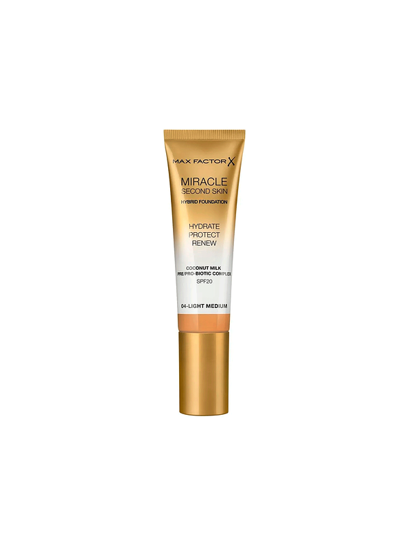 Base Max Factor Miracle Second Skin Tono 04 Light Medium 30ml 1