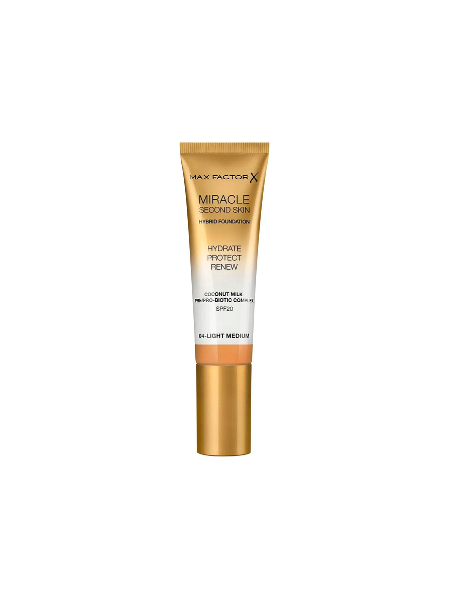 Base Max Factor Miracle Second Skin Tono 04 Light Medium 30ml 1