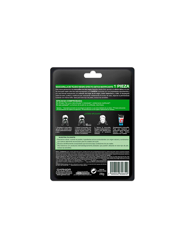 Mascarilla en tela Pure Carbon efecto Detox 2