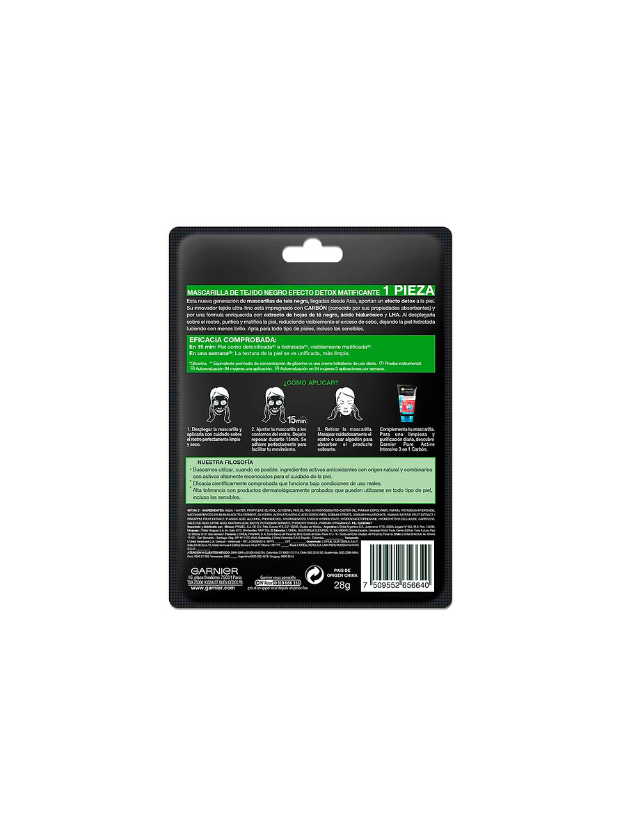 Mascarilla en tela Pure Carbon efecto Detox 2