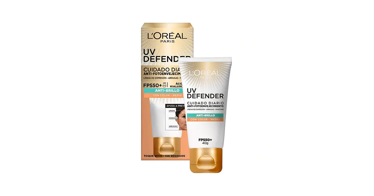 Protector Solar L´oreal UV Defender Antibrillo con color me