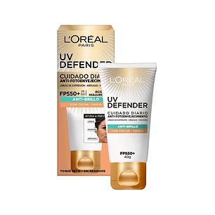 Protector Solar L´oreal  UV Defender Antibrillo con color medio FPS50 x 40gr