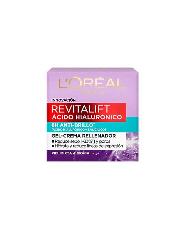 Gel-Crema L'oreal 8H Anti Brillo Revitalif Ácido Hialurónico 50 ml 2