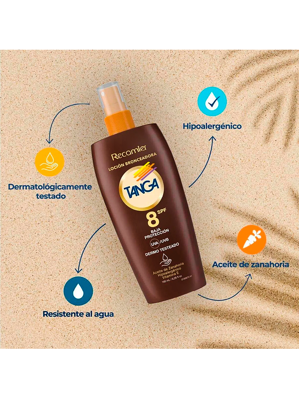 Locion Bronceador SPF 8 Tanga 185 ml 2