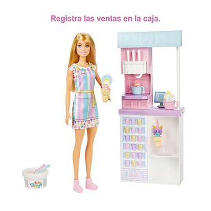 Barbie Set Heladeria Con Muñeca