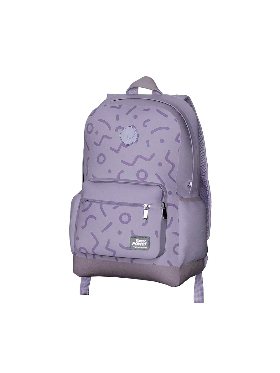 Morral Primavera Juvenil Flower Power Macaron Impreso Lila 1