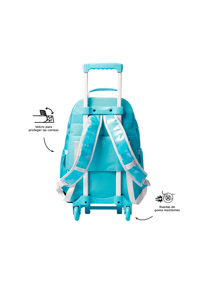Morral Totto con ruedas Niña Majestic Grande Azul 3