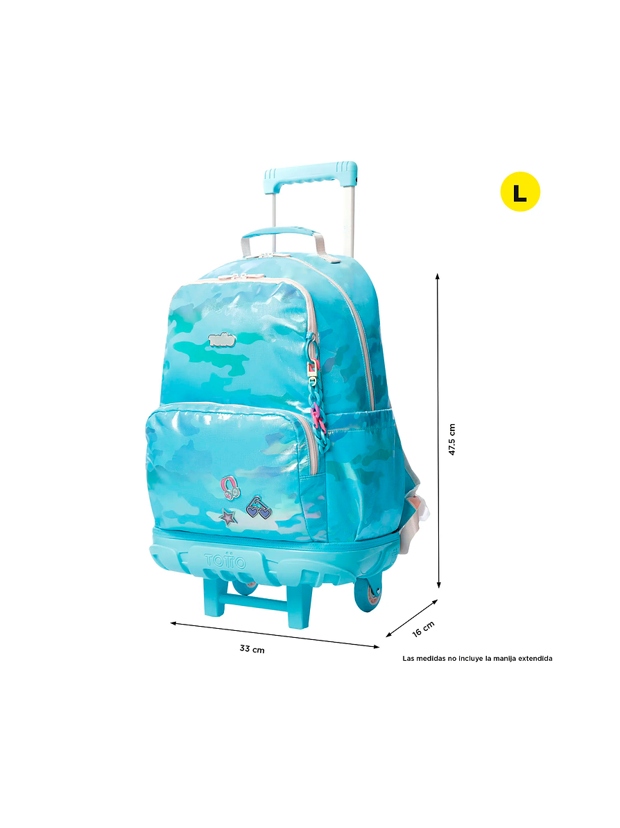 Morral Totto con ruedas Niña Majestic Grande Azul 4