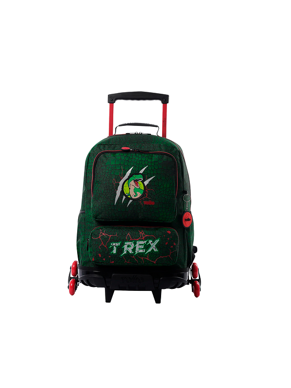 Morral Totto con 3 ruedas Niño Rex Dino Grande Verde 1