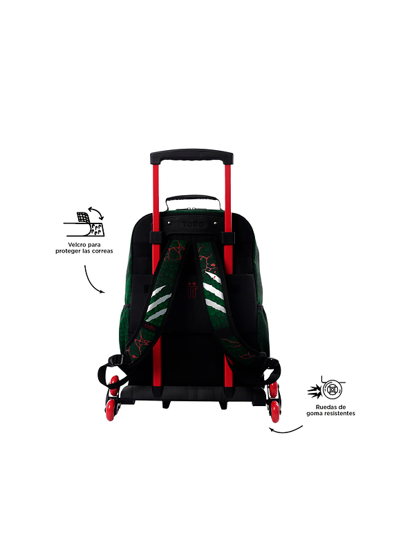 Morral Totto con 3 ruedas Niño Rex Dino Grande Verde 3