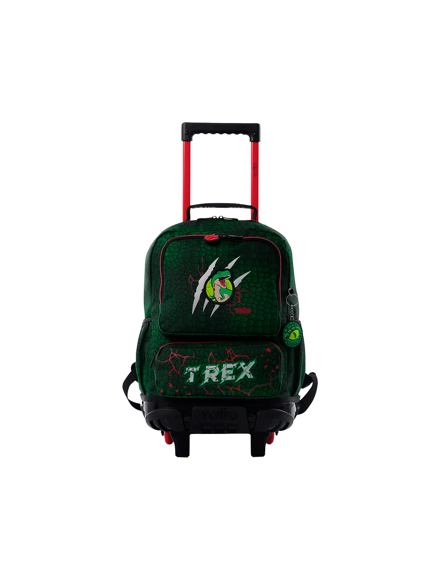 Morral Totto con ruedas Niño Rex Dino Mediano Verde 1