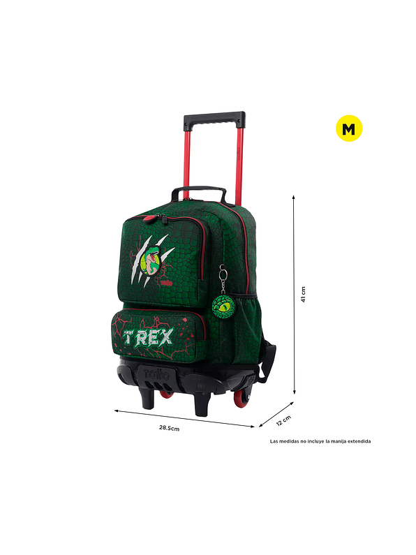 Morral Totto con ruedas Niño Rex Dino Mediano Verde 4