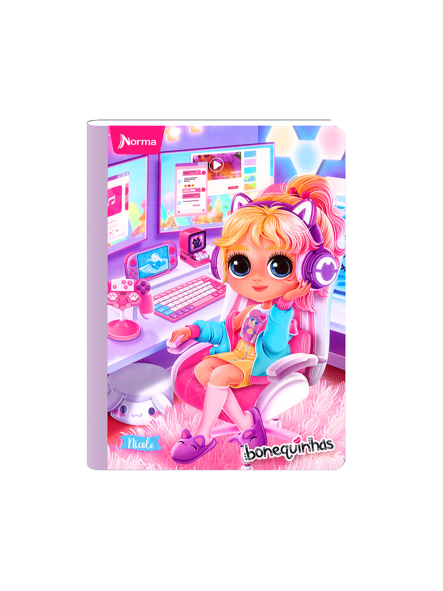 Cuaderno Cosido Bonequinhas 100 Hojas Cuadros 5