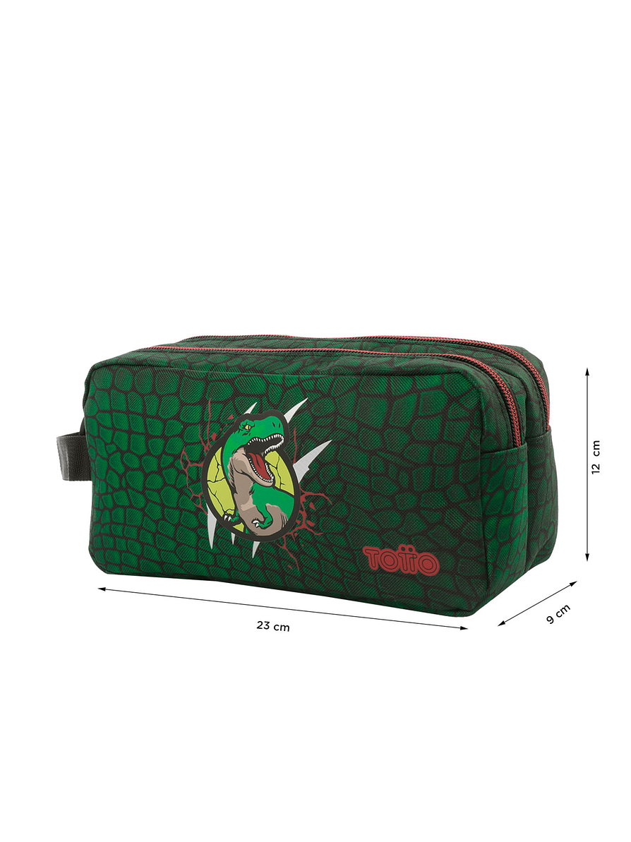 Cartuchera Totto Escolar Rex Dino Verde 2