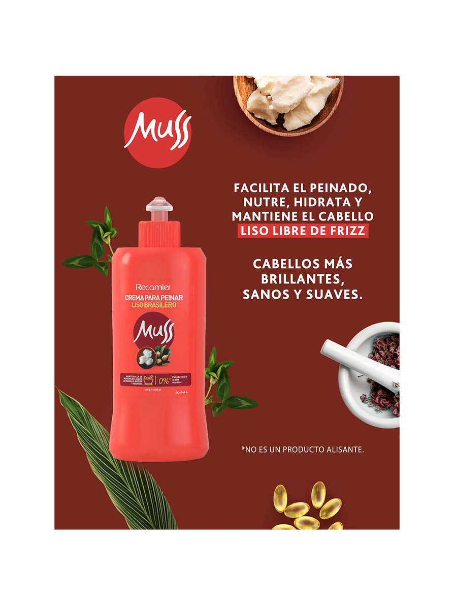 Crema para Peinar Liso Brasilero Muss 300gr 2