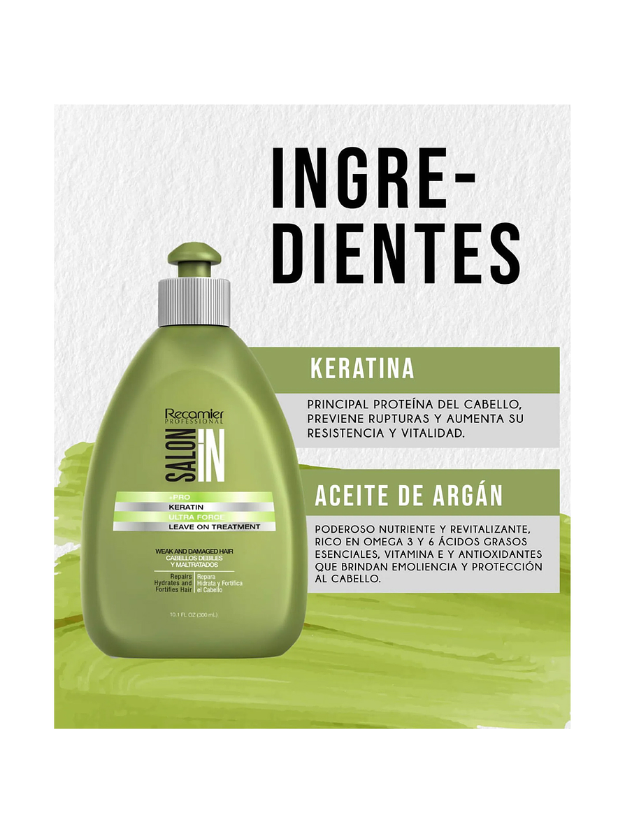 Tratamiento sin enjuague Keratin Ultra Force Salon In 300 g 2