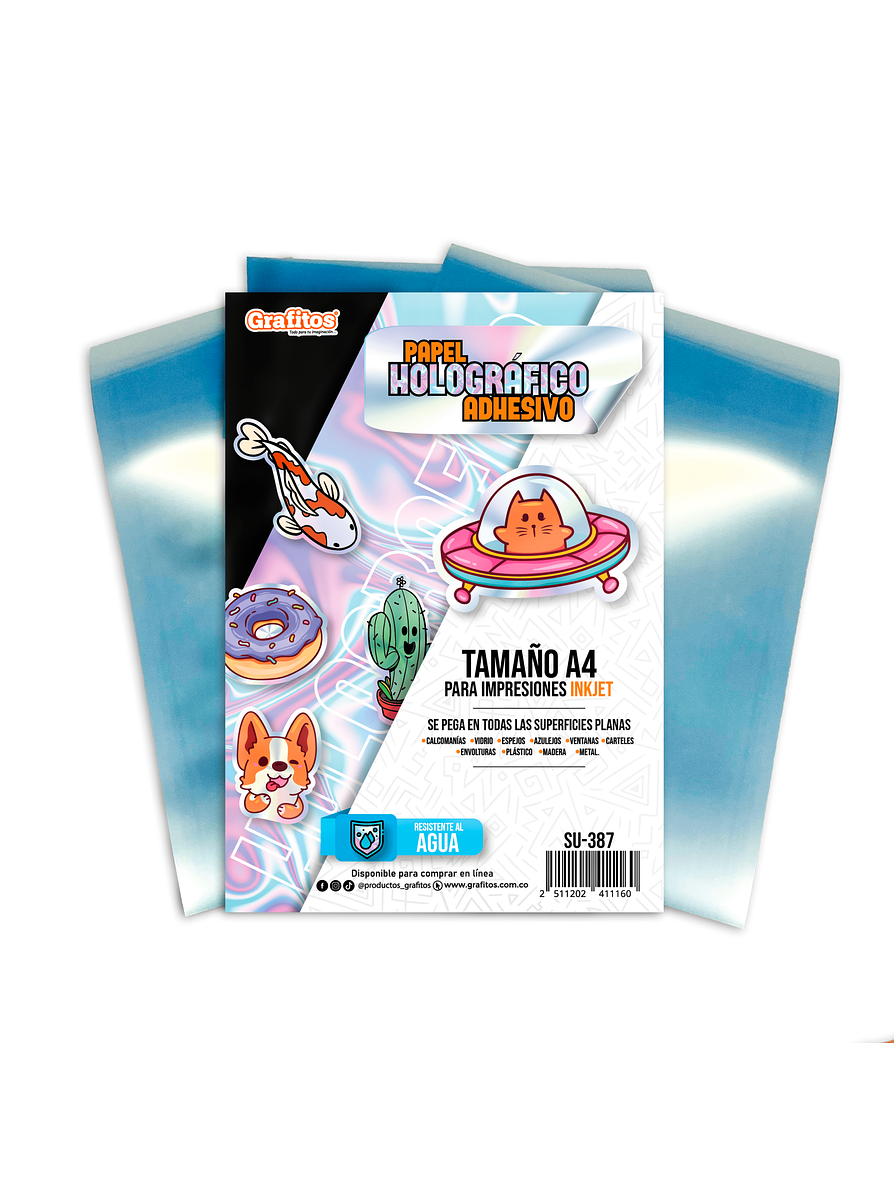 Papel Holográfico adhesivo A4 Grafitos 1