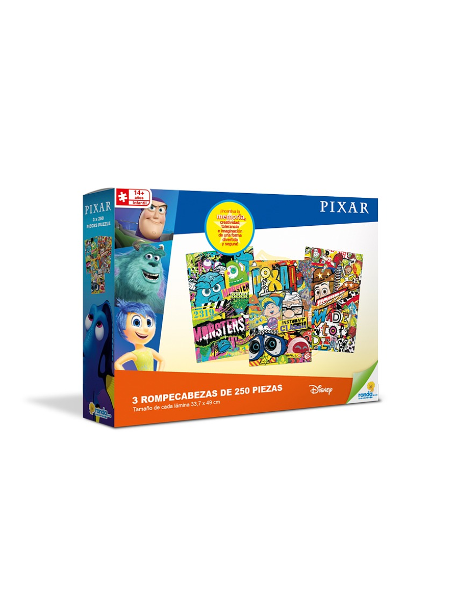 Rompecabezas 3 X 250 Piezas Pixar 1