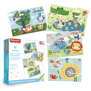4 Rompecabezas Fisher Price x 9 Piezas