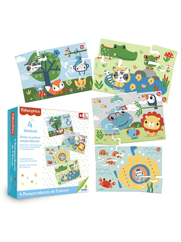 4 Rompecabezas Fisher Price x 9 Piezas 2