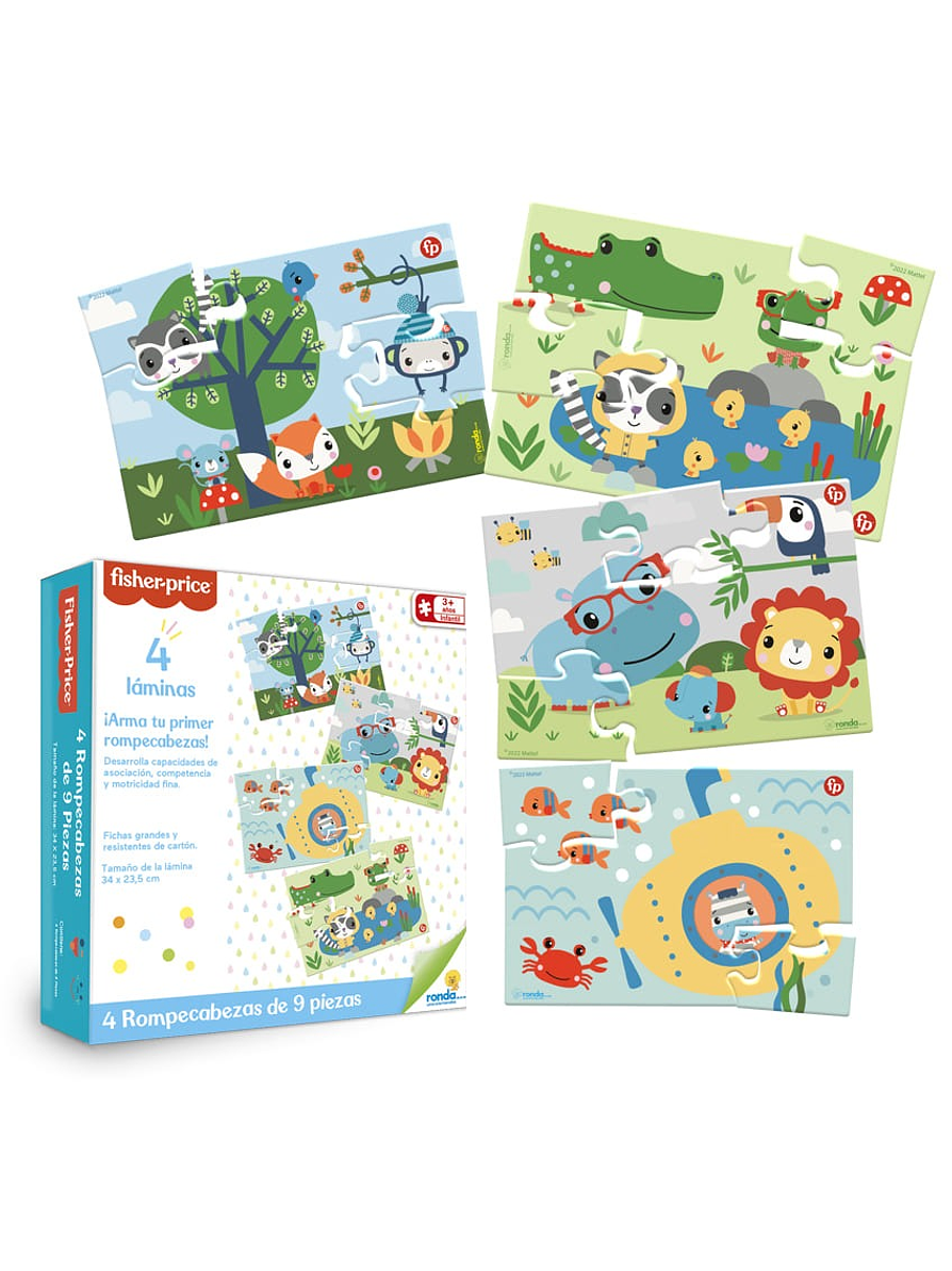 4 Rompecabezas Fisher Price x 9 Piezas 2