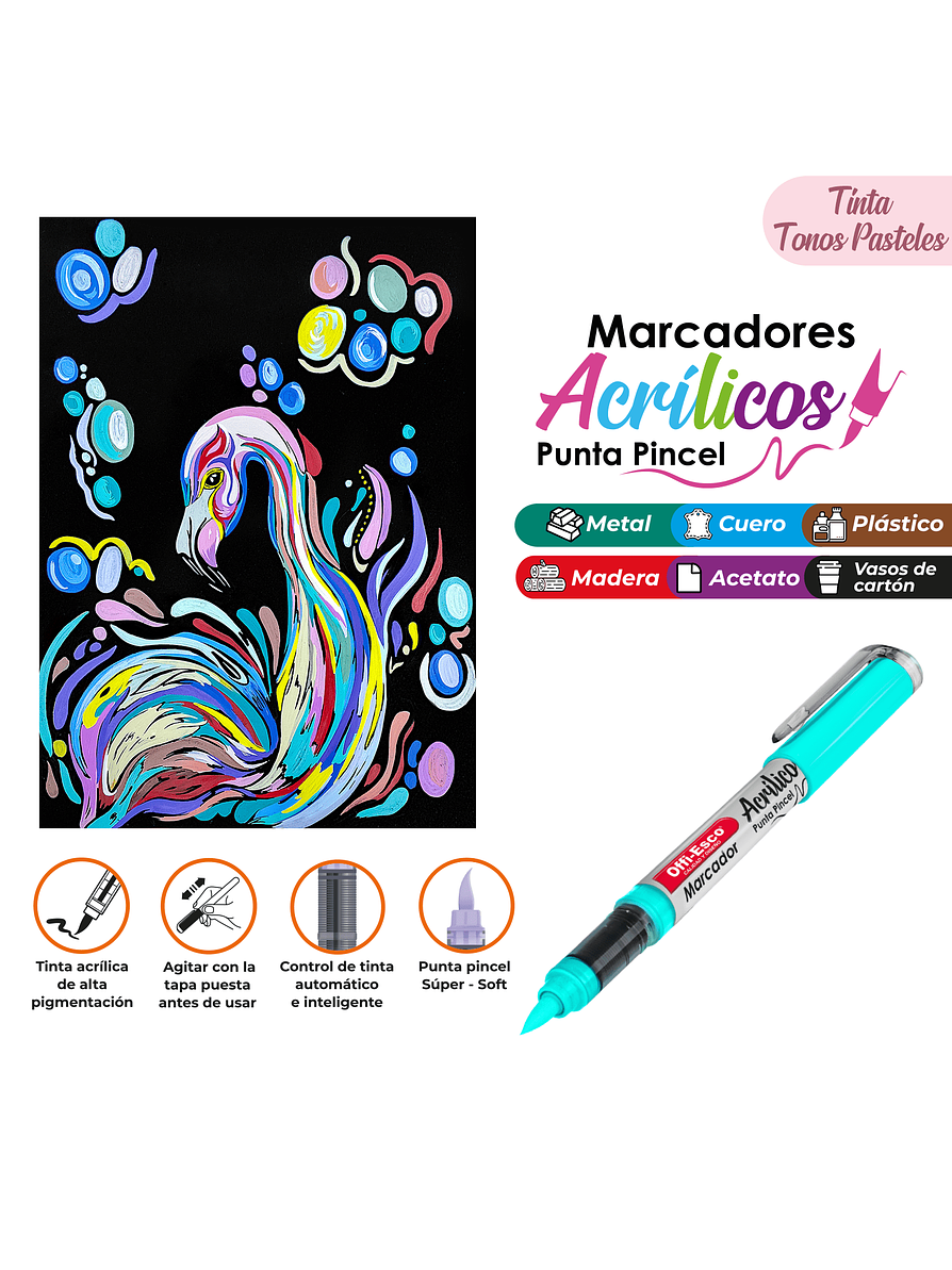 Marcadores Acrílicas Punta Pincel Tonos Pastel 2